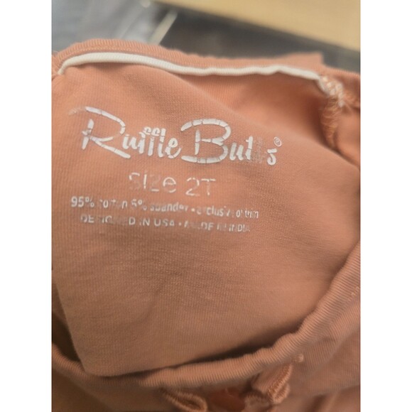 RuffleButts Toddler Girls Romper Jumpsuit 2T Pink Coral Ruffle Bum Long Sleeve - Picture 4 of 10